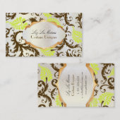 PixDezines pavo damask/chocolate+ライム 名刺 (正面/裏面)