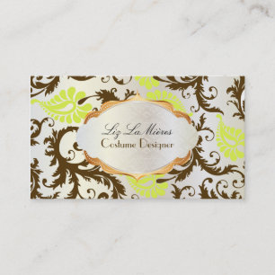 PixDezines pavo damask/chocolate+ライム 名刺