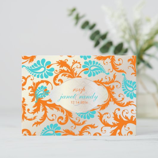 PixDezines pavo damask/coral+blue 出欠カード (スタンド正面)