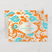 PixDezines pavo damask/coral+blue 出欠カード (正面/裏面)