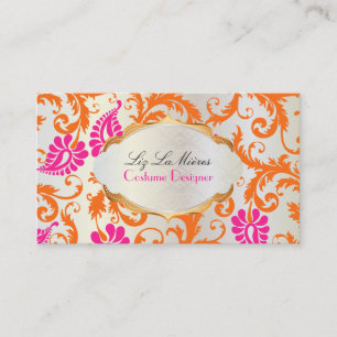 PixDezines pavo damask/tangerine tago+passion pink 名刺