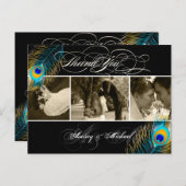 PixDezines Peacockの結婚写真ありがとう ポストカード (正面/裏面)