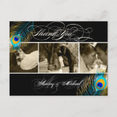 PixDezines Peacockの結婚写真ありがとう ポストカード (正面)