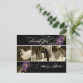 PixDezines Peacockの結婚写真ありがとう ポストカード (スタンド正面)