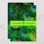 PixDezines Peacockの羽毛/サイケデリック緑 招待状 (正面/裏面)