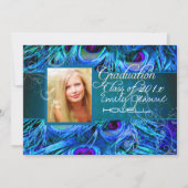 PixDezines Peacockフェザーの卒業 招待状 (正面)