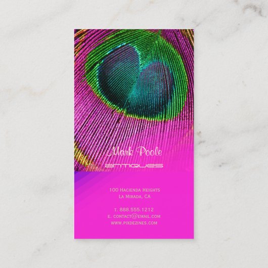 PixDezines Peacockフェザー名刺 名刺 (裏面)