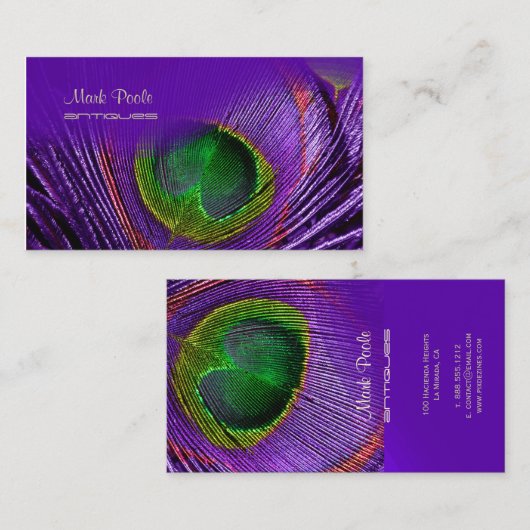 PixDezines Peacockフェザー名刺 名刺 (正面/裏面)