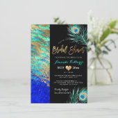 PixDezines Peacockブライダルシャワー+フェイク金ゴールド 招待状 (スタンド正面)