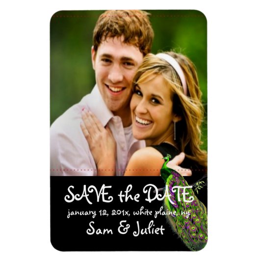 PixDezines peacock写真救日/DIYカラー+フォント マグネット (縦)