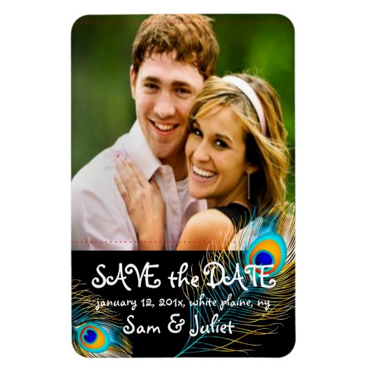 PixDezines peacock写真救日/DIYカラー+フォント マグネット (縦)