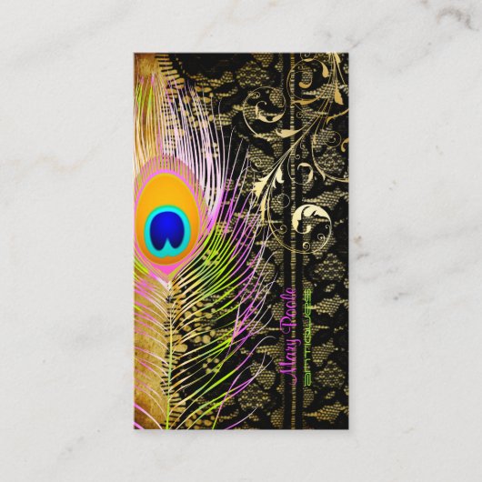 PixDezines Peacock+フィリグリー旋回 名刺 (正面)