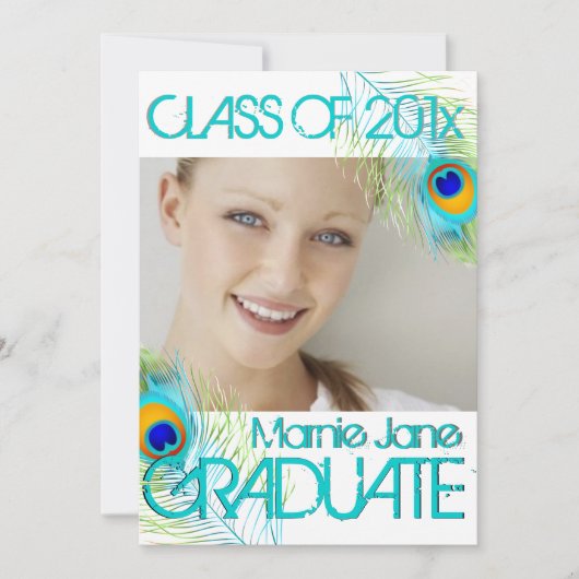 PixDezines Peacock、卒業表 招待状 (正面)