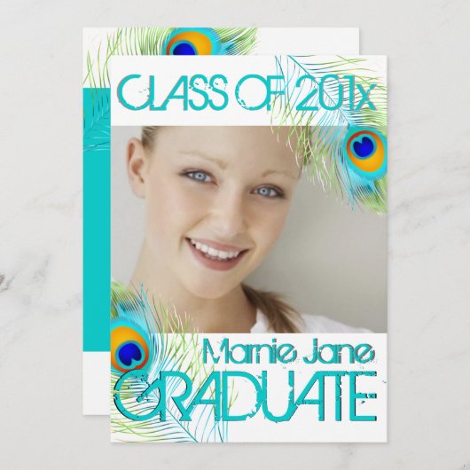 PixDezines Peacock、卒業表 招待状 (正面/裏面)