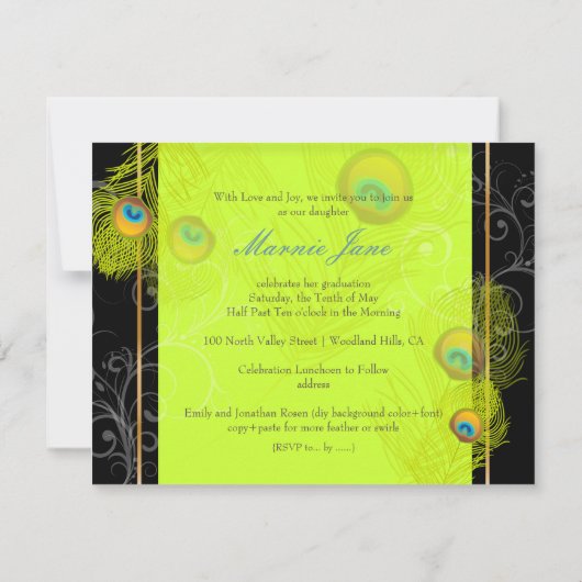 PixDezines Peacock, 2012 Sgarition,diy Background 招待状 (裏面)