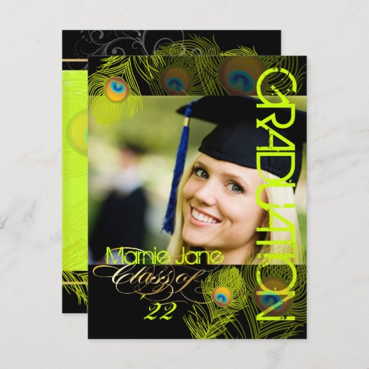 PixDezines Peacock, 2012 Sgarition,diy Background 招待状 (正面/裏面)