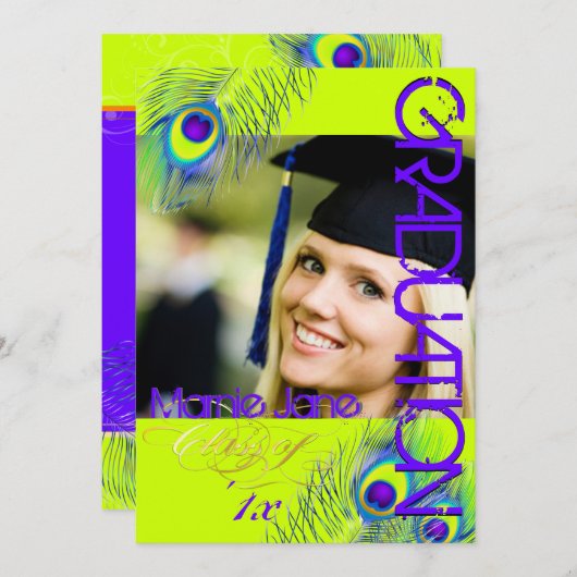 PixDezines Peacock、2013 Sgarite/diy背景 招待状 (正面/裏面)