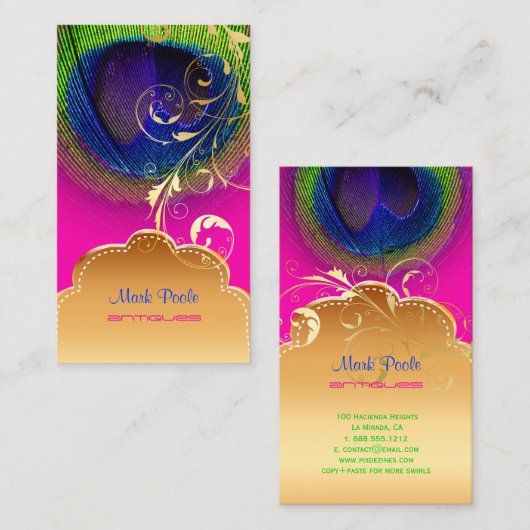 PixDezines Peacock eye+filigree旋回 名刺 (正面/裏面)