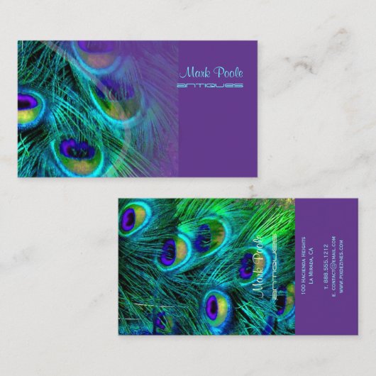 PixDezines peacock feather/サイケデリックpeacock 名刺 (正面/裏面)