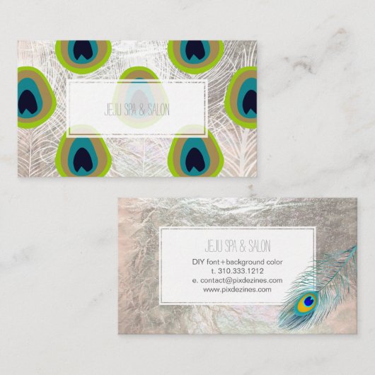 PixDezines peacock feather/フェイクsilver 名刺 (正面/裏面)