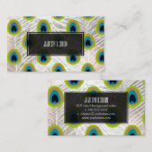 PixDezines peacock feather/フェイクsilver 名刺 (正面/裏面)