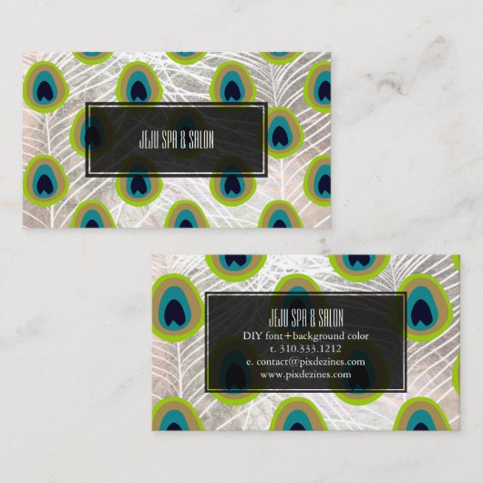 PixDezines peacock feather/フェイクsilver 名刺 (正面/裏面)