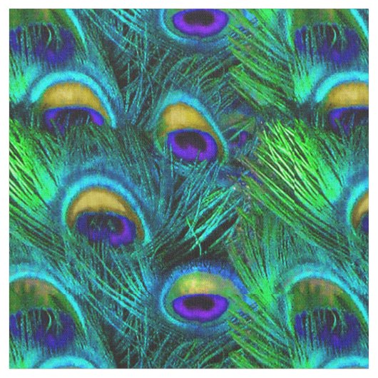 PixDezines Peacock Feather/Cobalt/Aqua ファブリック (クローズアップ)