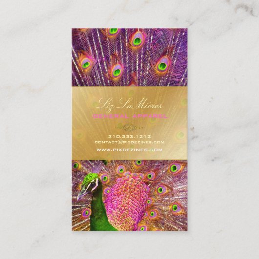 PixDezines Peacock Fether(長誇りを持った期使用のためのPixDezines 名刺 (正面)