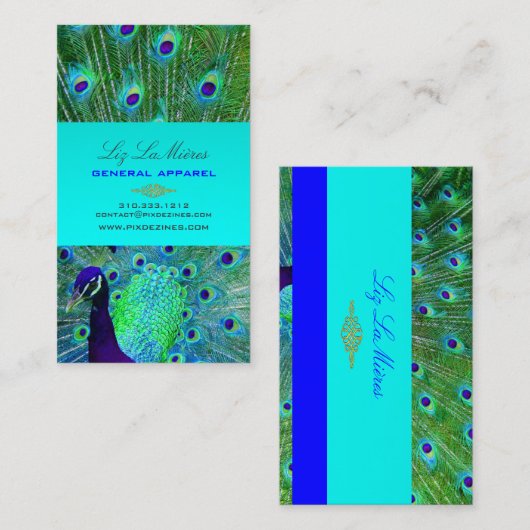 PixDezines Peacock Fether(長誇りを持った期使用のためのPixDezines 名刺 (正面/裏面)