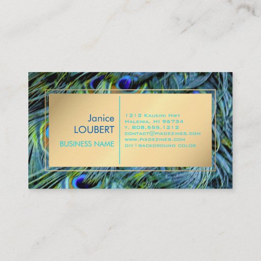 PixDezines Peacock Fethere/Cobalt/Aqua 名刺 (裏面)