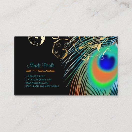 PixDezines Peacock+filigree旋回/diy背景 名刺 (裏面)