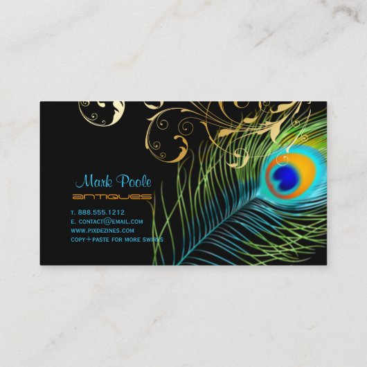 PixDezines Peacock+filigree旋回/diy背景 名刺 (裏面)