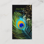 PixDezines Peacock+filigree旋回/diy背景 名刺 (正面)