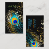 PixDezines Peacock+filigree旋回/diy背景 名刺 (正面/裏面)