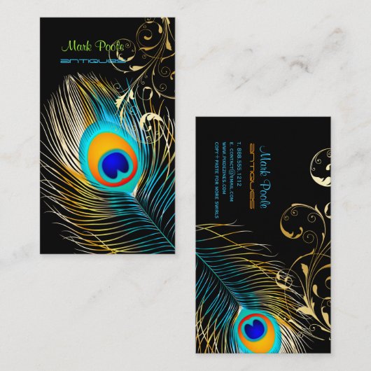 PixDezines Peacock+filigree旋回/diy背景 名刺 (正面/裏面)