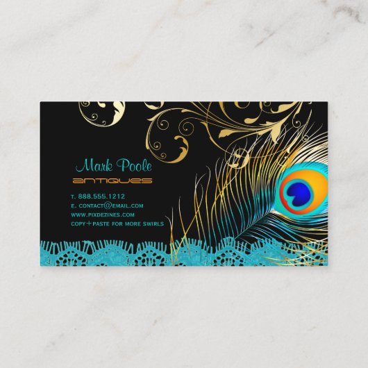 PixDezines Peacock+filigree+lace/diy背景 名刺 (裏面)