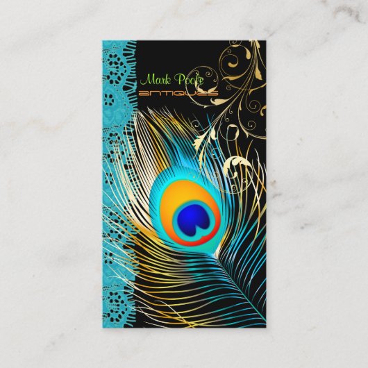 PixDezines Peacock+filigree+lace/diy背景 名刺 (正面)