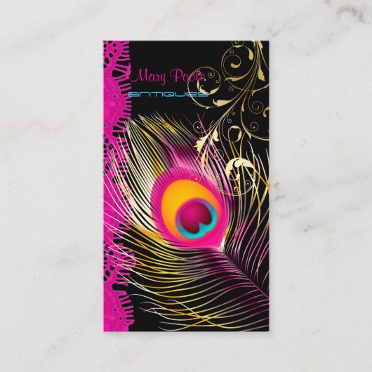 PixDezines Peacock+filigree+lace/diy背景 名刺 (正面)