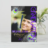 PixDezines Peacock Graduation/DIY 背景 招待状 (スタンド正面)