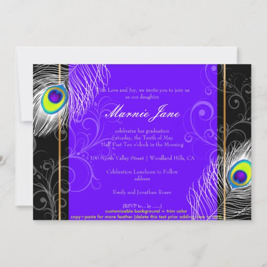 PixDezines Peacock Graduation/DIY 背景 招待状 (裏面)