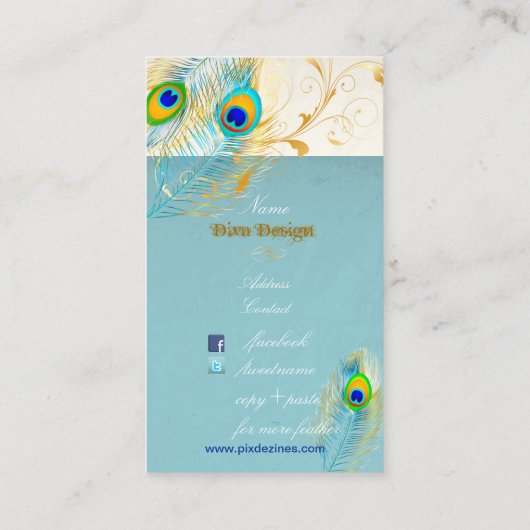 PixDezines peacock pizazz+filigree旋回 名刺 (裏面)