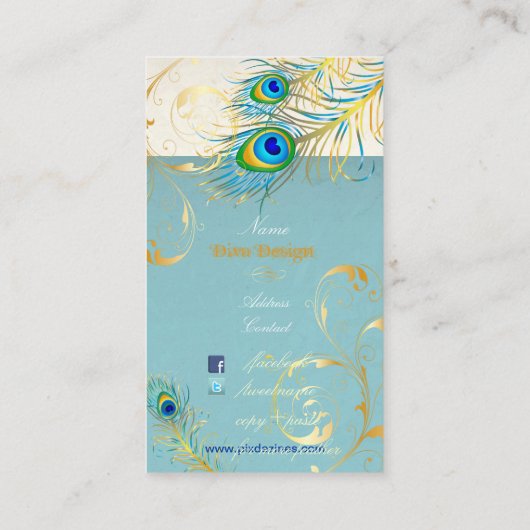 PixDezines peacock pizzazz+filigree旋回 名刺 (裏面)
