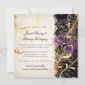 PixDezines peacock pizzazz, filigree+swarls+black  招待状 (裏面)