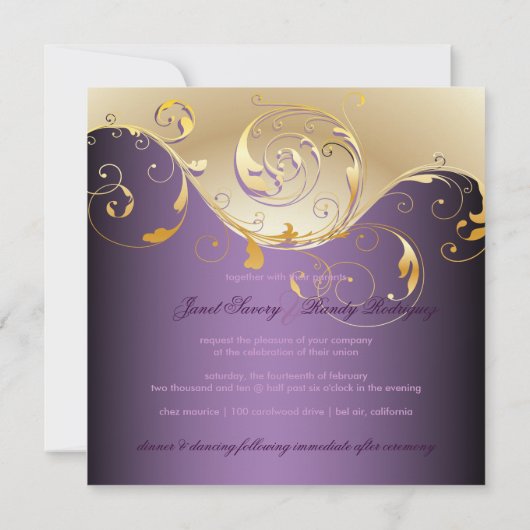 PixDezines peacock pizzazz filigree+swarls/DIY 招待状 (裏面)