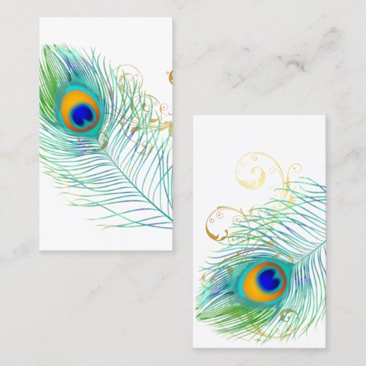 PixDezines PEACOCK PLUME+FILIGREE/DIY bckgrnd 名刺 (正面/裏面)