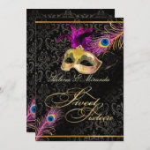 PixDezines peacock sweet 16 masquerade/DIYカラー!! 招待状 (正面/裏面)