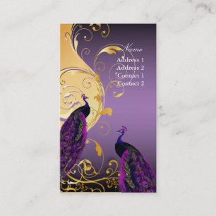 PixDezines Peacocks on gilded鉄の渦巻き旋回 DIY colo 名刺