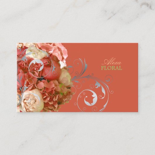 PixDezines peonies+hydrangeas/diy背景 名刺 (正面)