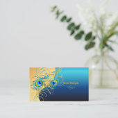 PixDezines piedellic Peacock+メタリックブルー 名刺 (スタンド正面)