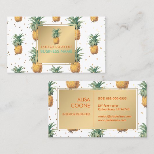 PixDezines Pineappleのパターン 名刺 (正面/裏面)